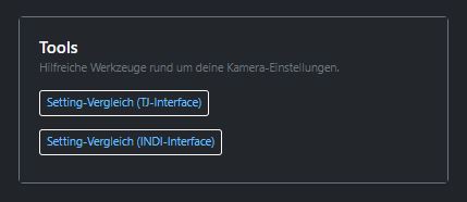 Screenshot des Dashboard-Bereichs mit verfügbaren Tools für Kamerabenutzer